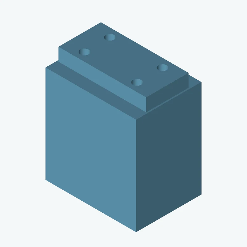 Rectangular body, 70 × 75.3 × 50.5 mm (W×D×H) — 3044