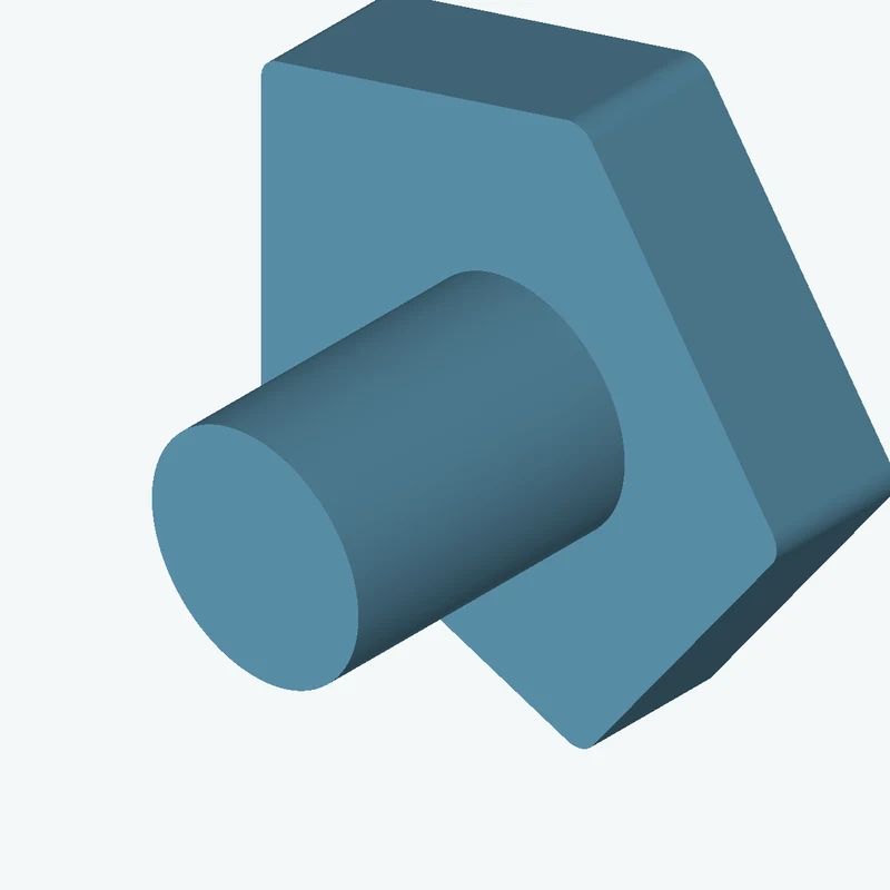 5-sided polygon section, 57.72 mm across corners, extruded 11.9 mm thick — 3140