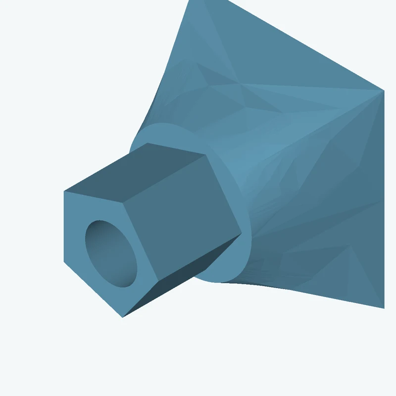 Lofted body through 2 sections: 65 × 65 mm rectangular section → Ø42.6 mm circular section — 3171
