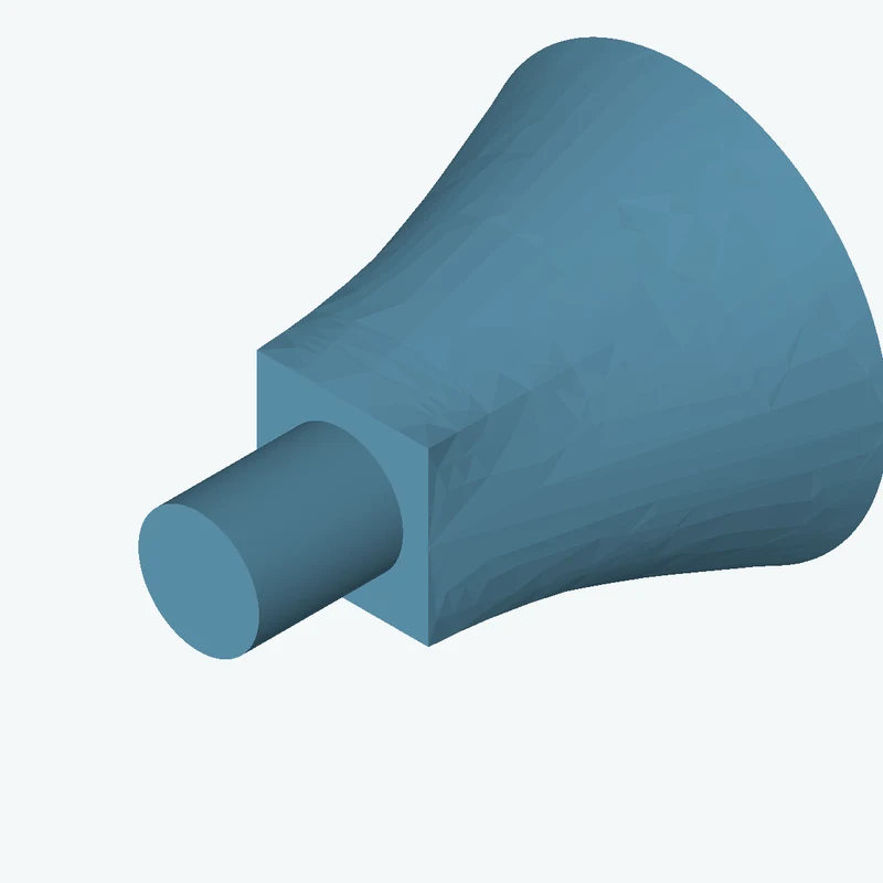 Lofted body through 3 sections: Ø45.8 mm circular section → Ø32.5 mm circular section → 19.2 × 19.2 mm rectangular section — 3439