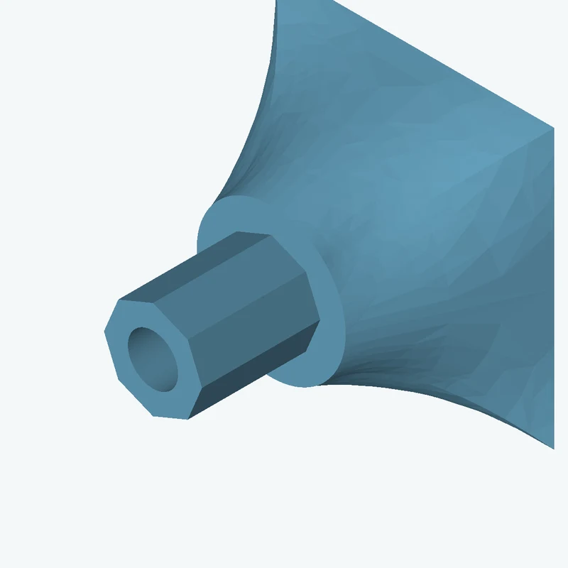 Lofted body through 3 sections: 50 × 50 mm rectangular section → Ø38.4 mm circular section → Ø26.7 mm circular section — 3603