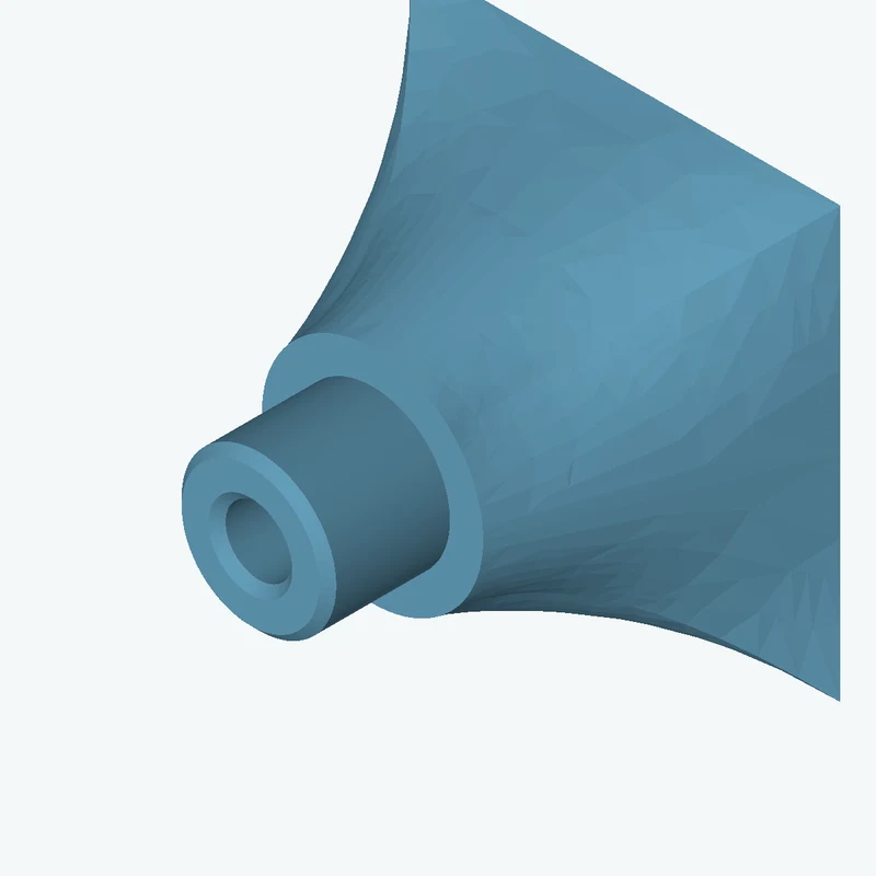 Lofted body through 3 sections: 65.09 × 65.09 mm rectangular section → Ø49.3 mm circular section → Ø33.5 mm circular section — 3662