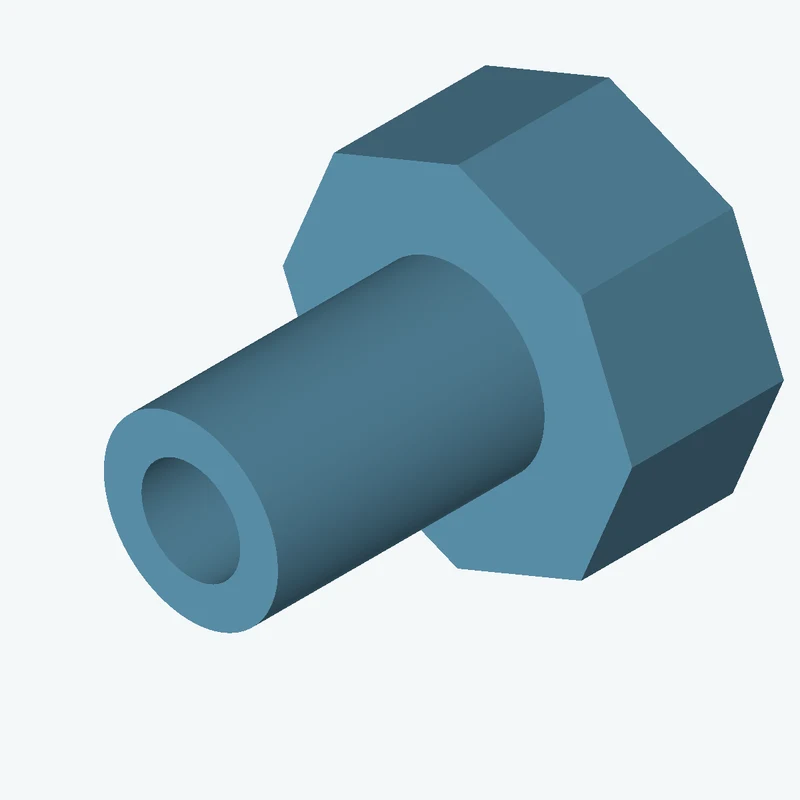 8-sided polygon section, 51.4 mm across corners, extruded 22.3 mm thick — 3821