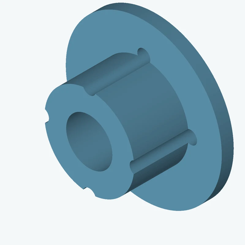 Revolved body, Ø44.37 mm × 32.9 mm tall with Ø22.9 mm bore, Ø77.3 mm × 5.9 mm flange — 0126