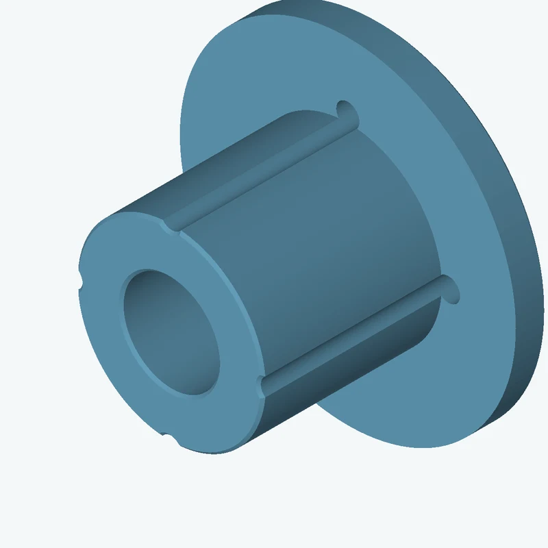 Revolved body, Ø43.12 mm × 48.1 mm tall with Ø22.1 mm bore, Ø77.1 mm × 7.1 mm flange — 0201
