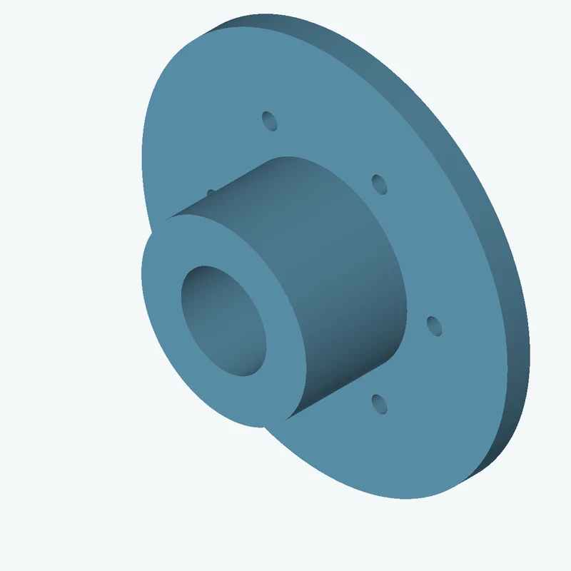 Revolved body, Ø56.33 mm × 42.1 mm tall with Ø29.2 mm bore, Ø124.9 mm × 7.7 mm flange — 0308