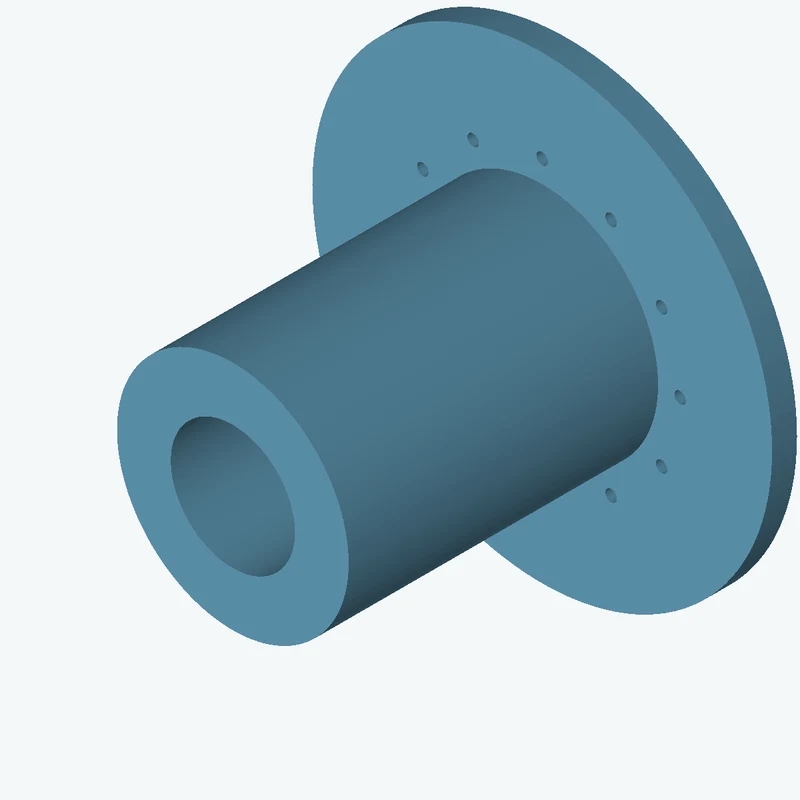 Revolved body, Ø65 mm × 93.8 mm tall with Ø34.8 mm bore, Ø129 mm × 7 mm flange — 0469