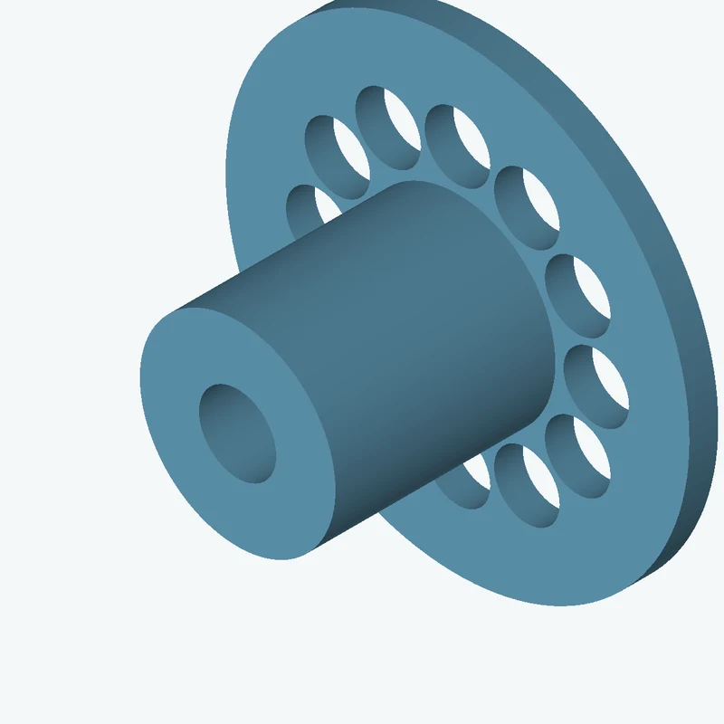Revolved body, Ø25.09 mm × 31.9 mm tall with Ø9.9 mm bore, Ø59.5 mm × 3.7 mm flange — 0538