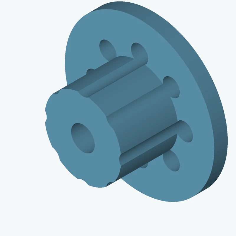 Revolved body, Ø37.56 mm × 34.4 mm tall with Ø11.6 mm bore, Ø73.3 mm × 6.6 mm flange — 0698