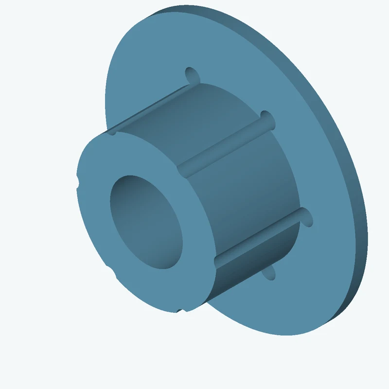 Revolved body, Ø76.65 mm × 52.5 mm tall with Ø39.7 mm bore, Ø136.8 mm × 6.7 mm flange — 1308
