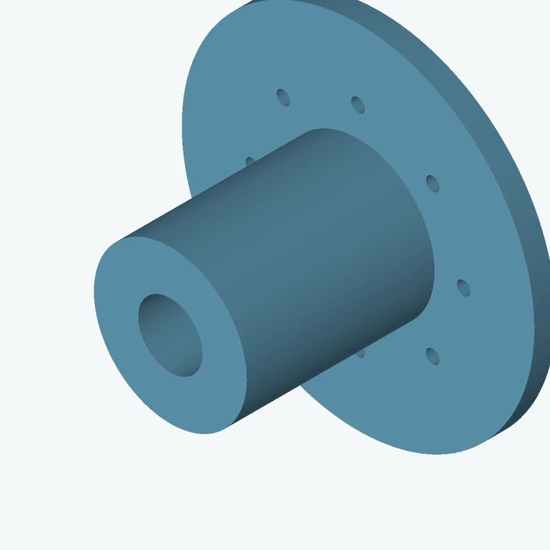 Revolved body, Ø72.35 mm × 99 mm tall with Ø30.4 mm bore, Ø166.8 mm × 10.2 mm flange — 1386
