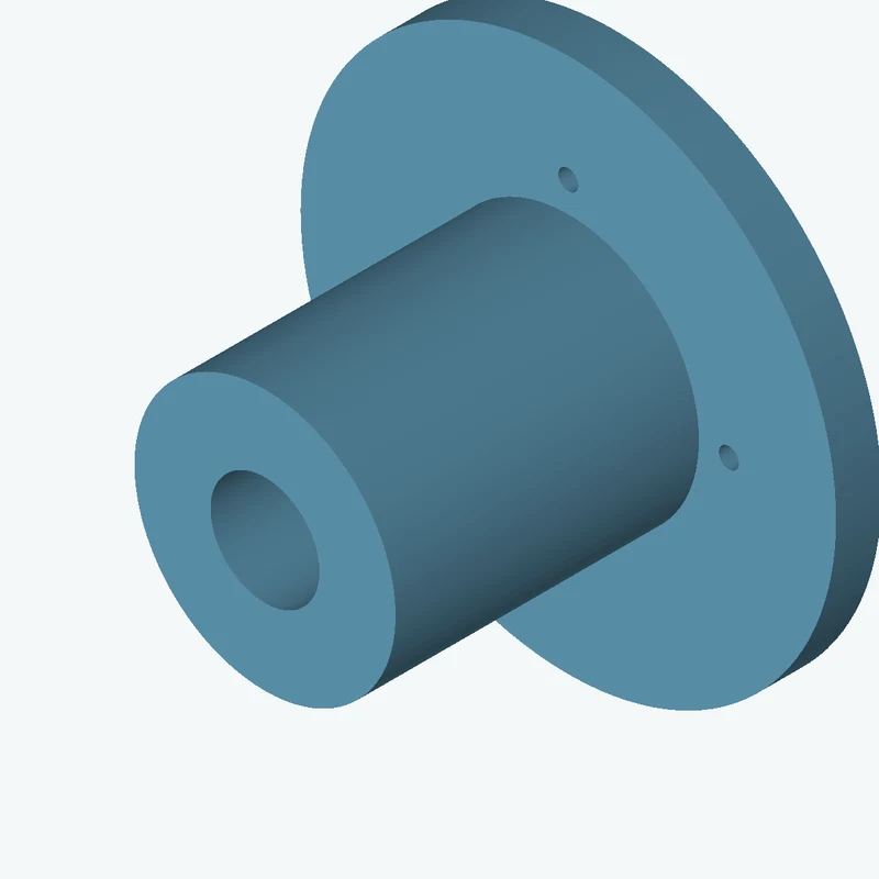 Revolved body, Ø56.11 mm × 75 mm tall with Ø23.4 mm bore, Ø115.1 mm × 9.8 mm flange — 1537
