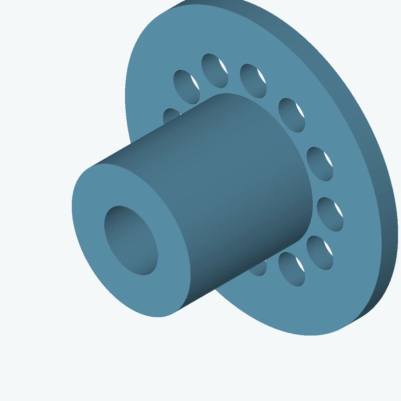 Revolved body, Ø37.4 mm × 43.6 mm tall with Ø16.9 mm bore, Ø80.7 mm × 5.2 mm flange — 2596