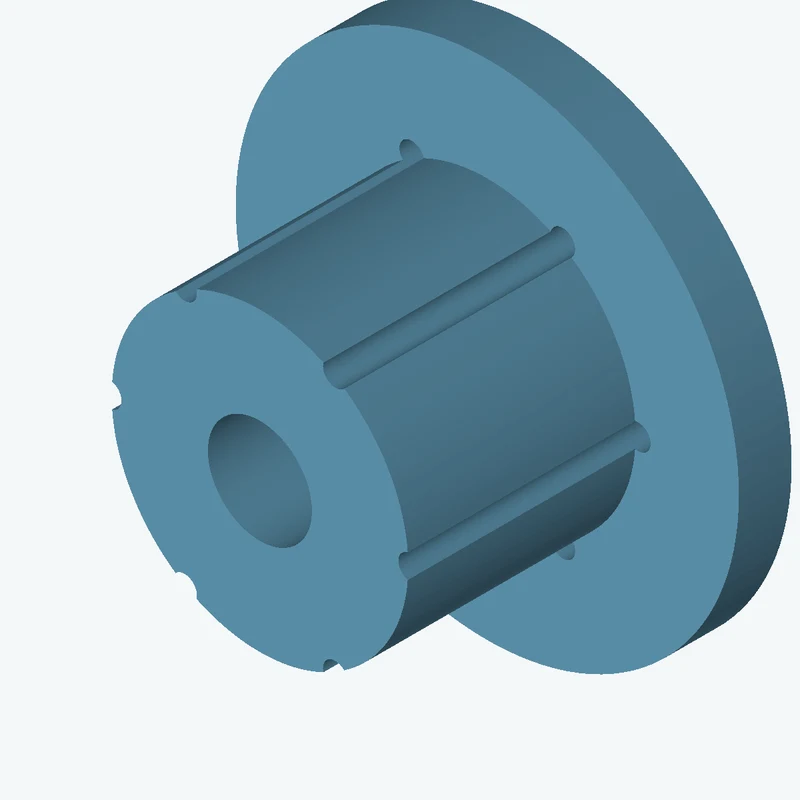 Revolved body, Ø76.45 mm × 72.2 mm tall with Ø26.8 mm bore, Ø129.7 mm × 13.6 mm flange — 3179