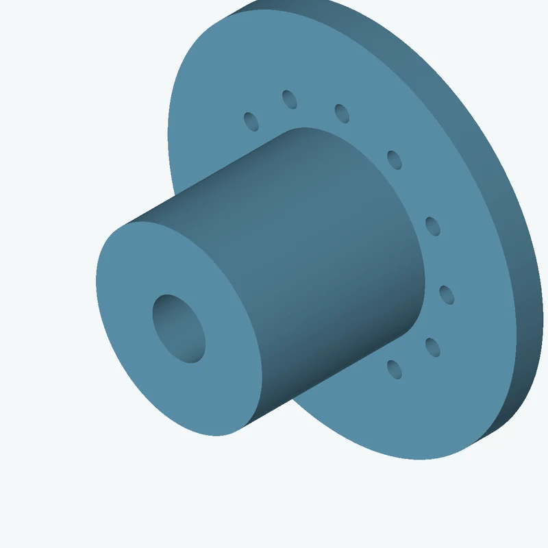 Revolved body, Ø59.29 mm × 67.8 mm tall with Ø19 mm bore, Ø124.5 mm × 9.6 mm flange — 3589
