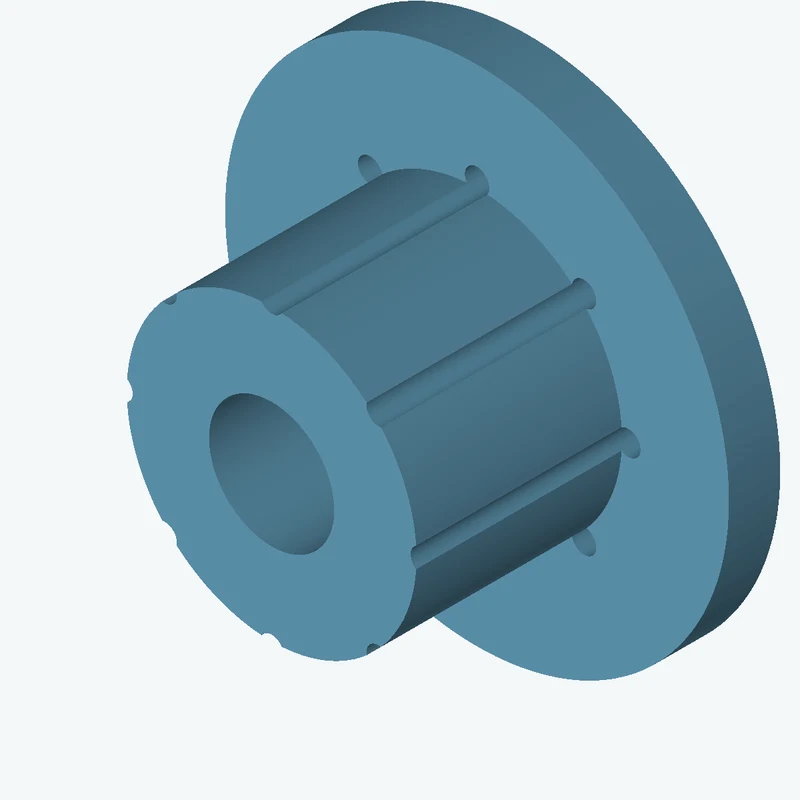 Revolved body, Ø100 mm × 88.6 mm tall with Ø43.2 mm bore, Ø173.9 mm × 17.7 mm flange — 3745