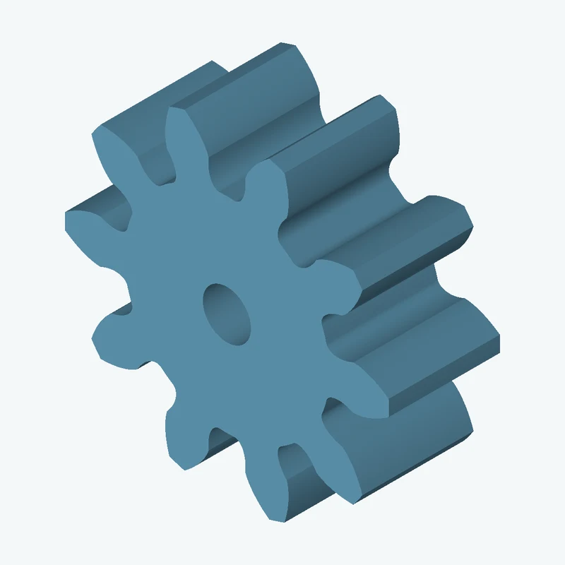 Spur gear, module 5 mm, 10 teeth (pitch Ø50 mm), face width 20.6 mm, Ø8.9 mm bore — 0151