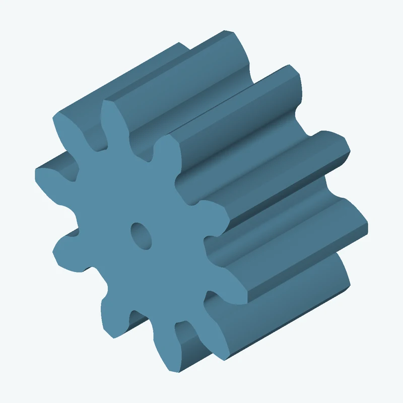 Spur gear, module 5 mm, 10 teeth (pitch Ø50 mm), face width 34 mm, Ø6 mm bore — 0218