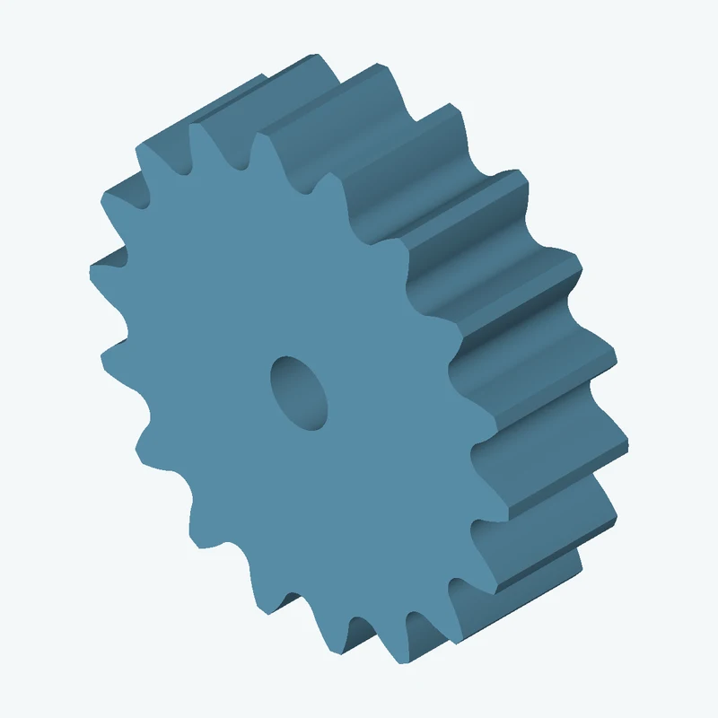 Spur gear, module 3 mm, 18 teeth (pitch Ø54 mm), face width 17.6 mm, Ø8.5 mm bore — 0392