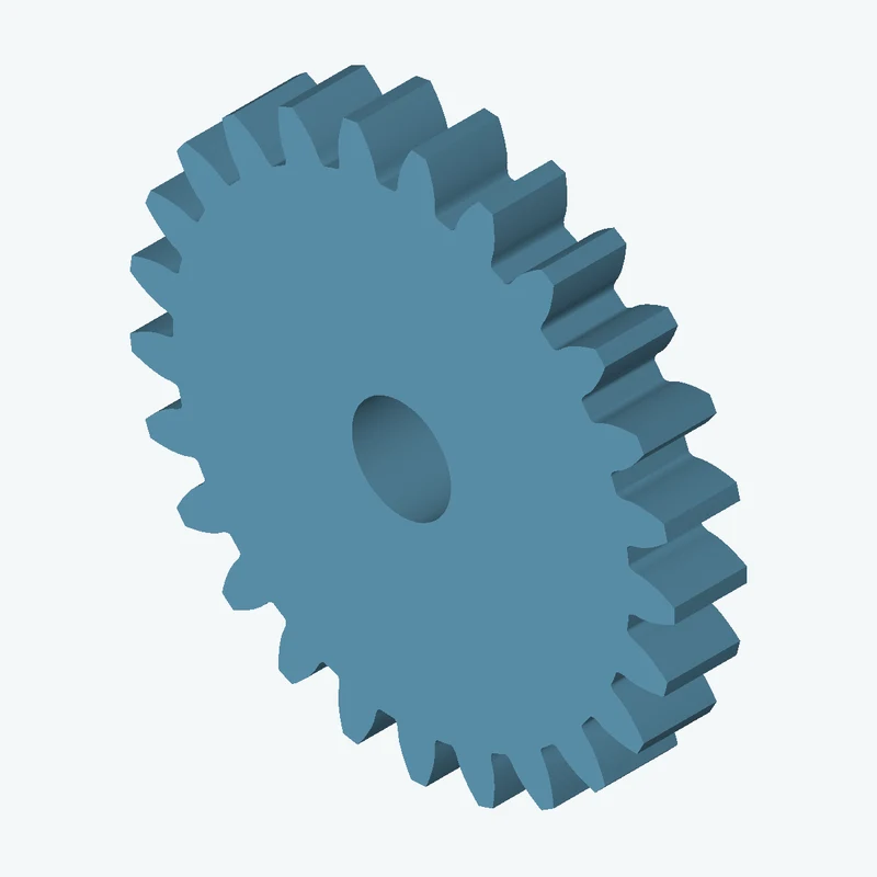 Spur gear, module 1 mm, 25 teeth (pitch Ø25 mm), face width 3.6 mm, Ø4.9 mm bore — 0547