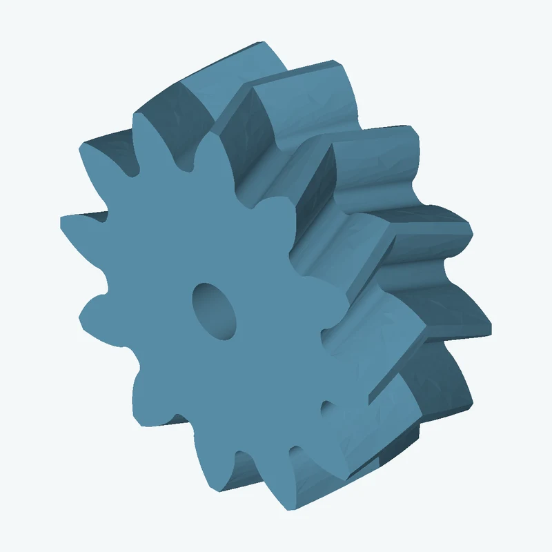 Helical gear, module 2 mm, 12 teeth (pitch Ø24 mm), face width 12.5 mm, 20.4° helix (herringbone), Ø4.5 mm bore — 0604