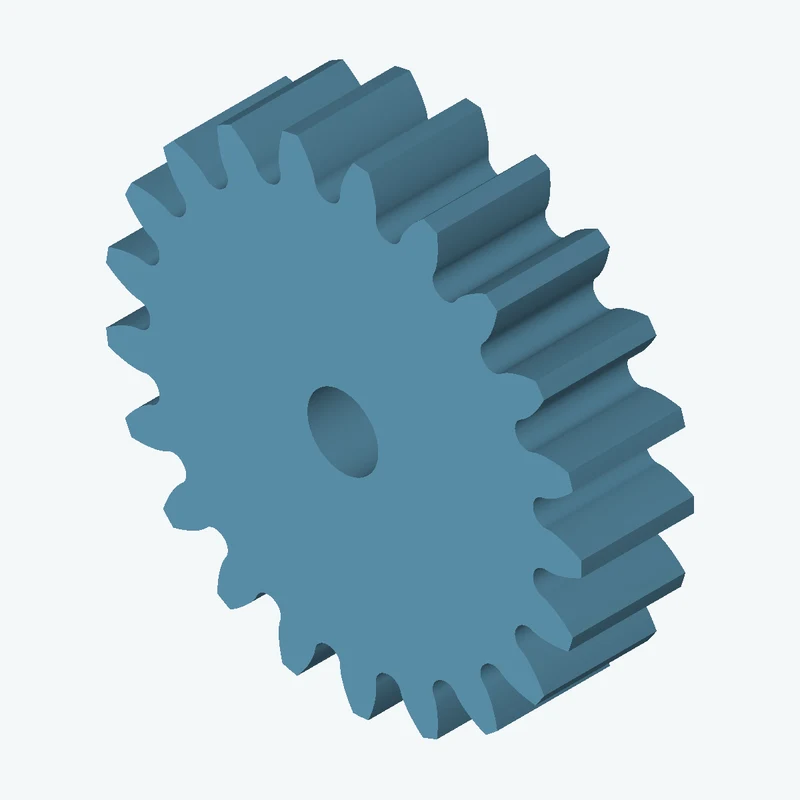 Spur gear, module 2.5 mm, 21 teeth (pitch Ø52.5 mm), face width 13.5 mm, Ø8.5 mm bore — 1091