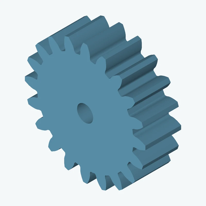 Spur gear, module 3 mm, 20 teeth (pitch Ø60 mm), face width 19.6 mm, Ø8.8 mm bore — 1164