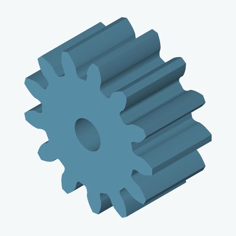 Spur gear, module 1 mm, 13 teeth (pitch Ø13 mm), face width 6.9 mm, Ø3 mm bore — 1809