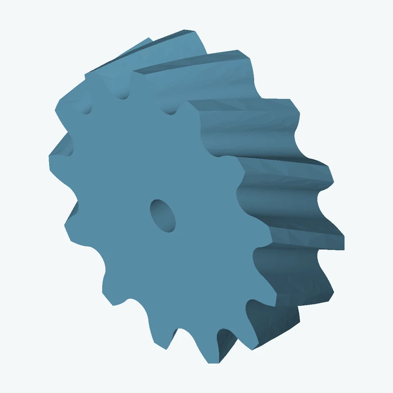 Helical gear, module 4 mm, 13 teeth (pitch Ø52 mm), face width 19.1 mm, 27.5° helix, Ø7.3 mm bore — 1810