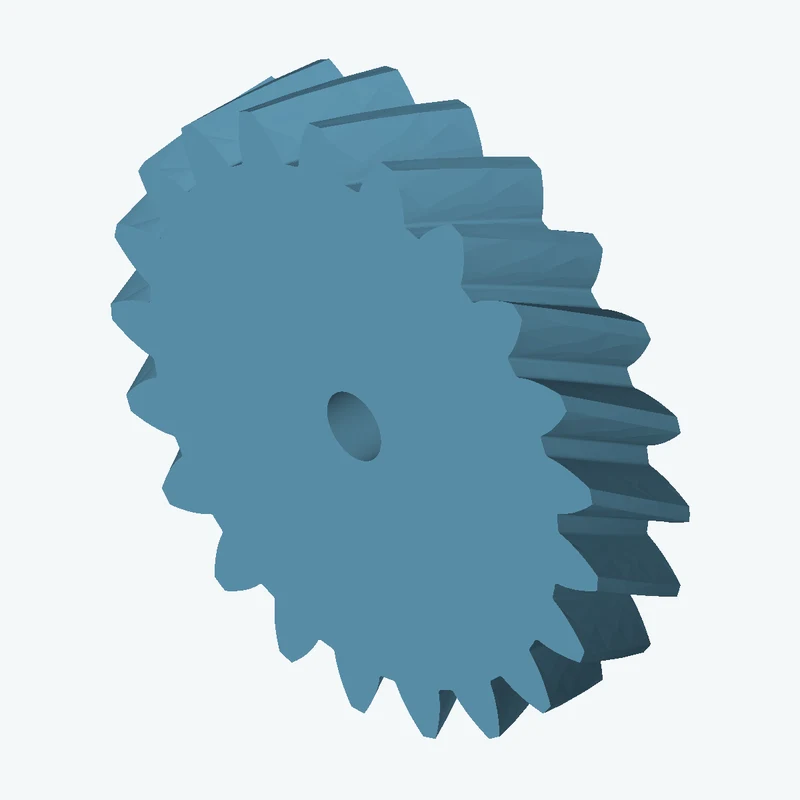 Helical gear, module 1 mm, 21 teeth (pitch Ø21 mm), face width 5.1 mm, 29.5° helix, Ø3 mm bore — 2261