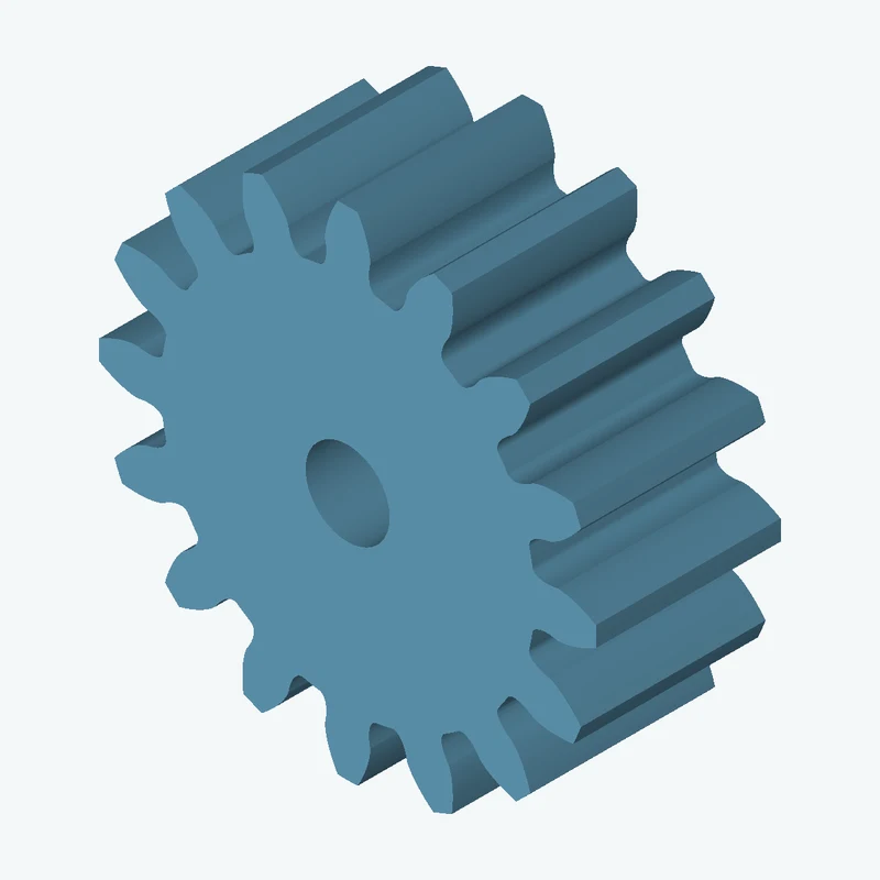 Spur gear, module 1 mm, 16 teeth (pitch Ø16 mm), face width 6.6 mm, Ø3 mm bore — 2563