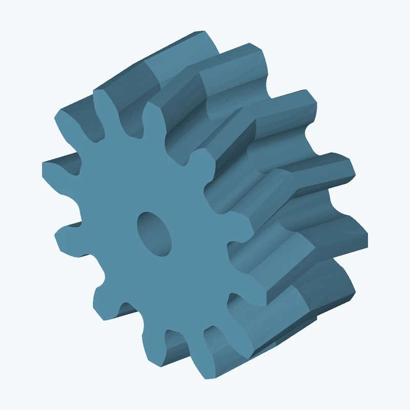 Helical gear, module 3 mm, 12 teeth (pitch Ø36 mm), face width 18.7 mm, 12.2° helix (herringbone), Ø6.4 mm bore — 2763