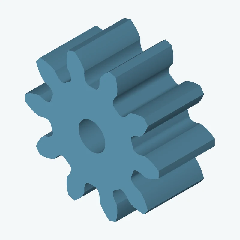Spur gear, module 1.25 mm, 10 teeth (pitch Ø12.5 mm), face width 6.3 mm, Ø3 mm bore — 3169