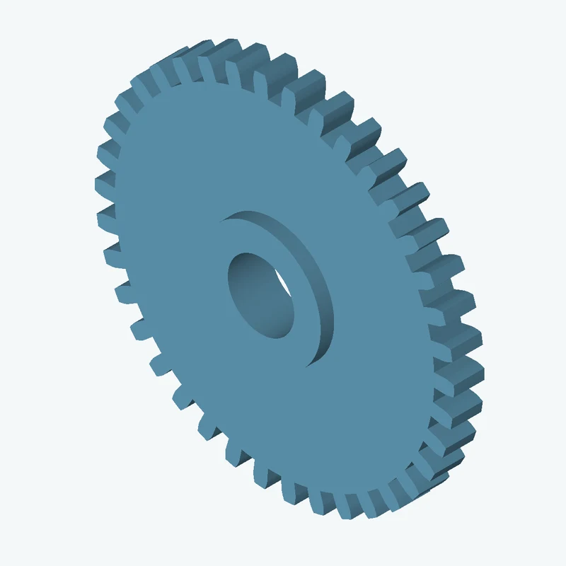 Cycloid gear, module 1 mm, 38 teeth (pitch Ø38 mm), face width 3.4 mm, Ø7.4 mm bore, Ø13.3 mm × 1.5 mm hub — 3282