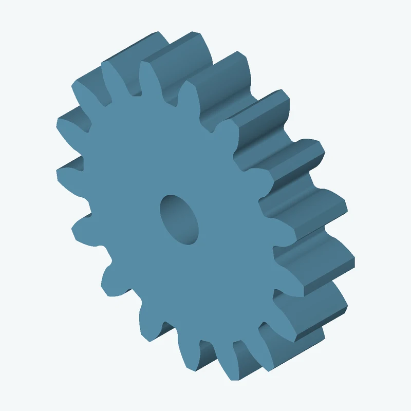 Spur gear, module 5 mm, 17 teeth (pitch Ø85 mm), face width 19.4 mm, Ø14.8 mm bore — 3353