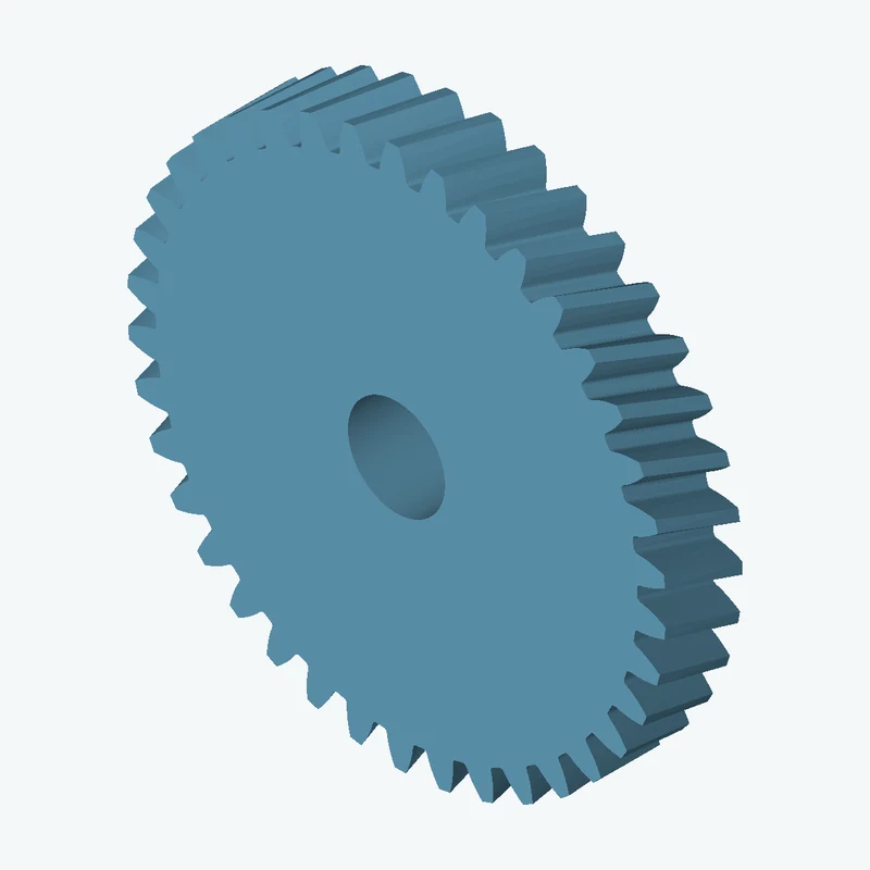Helical gear, module 1.5 mm, 38 teeth (pitch Ø57 mm), face width 8.9 mm, 18.1° helix, Ø11.2 mm bore — 3384