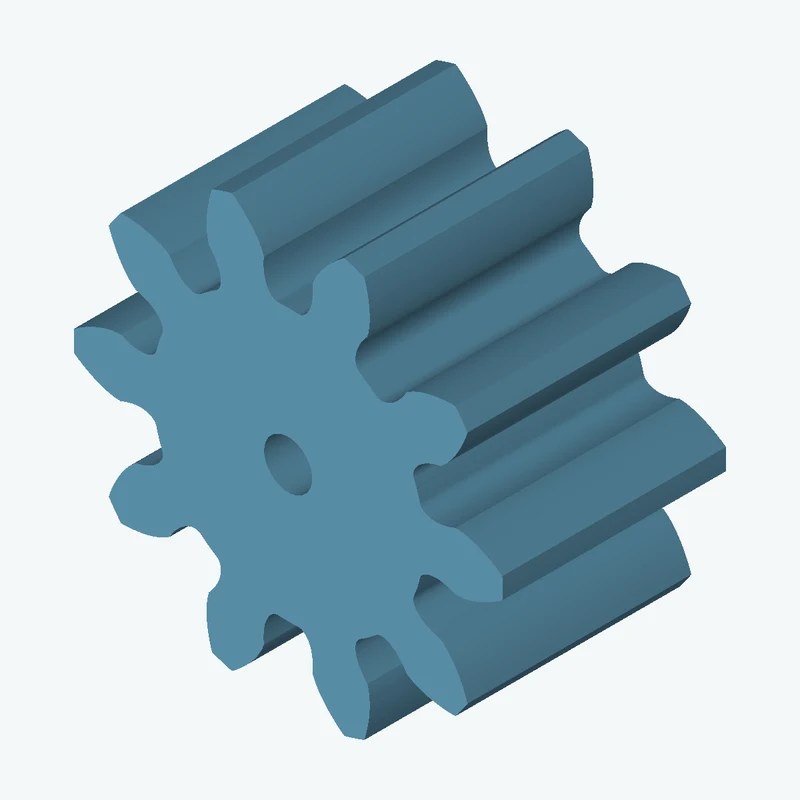 Spur gear, module 5 mm, 10 teeth (pitch Ø50 mm), face width 31.3 mm, Ø6.7 mm bore — 3519