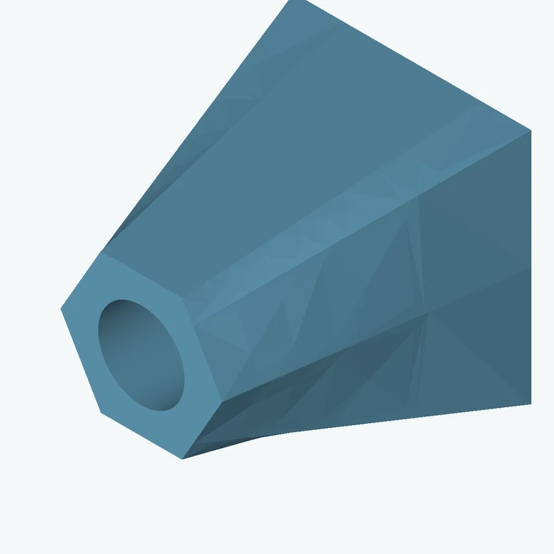 Lofted body through 2 sections: 67.91 × 67.91 mm rectangular section → 6-sided polygon section, 46.3 mm across corners — 0044