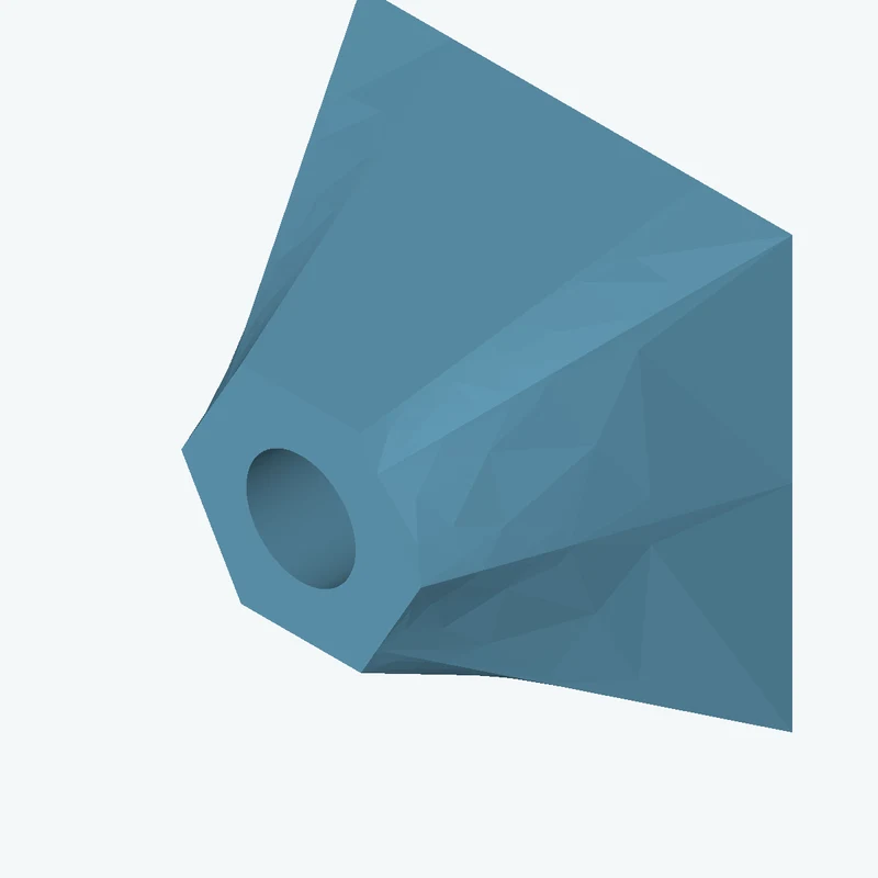 Lofted body through 2 sections: 67.45 × 67.45 mm rectangular section → 6-sided polygon section, 37.5 mm across corners — 0072