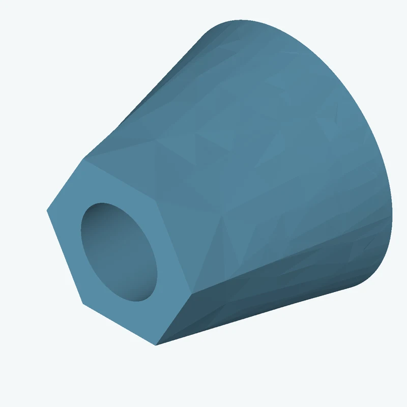 Lofted body through 2 sections: Ø70 mm circular section → 6-sided polygon section, 48.6 mm across corners — 0114