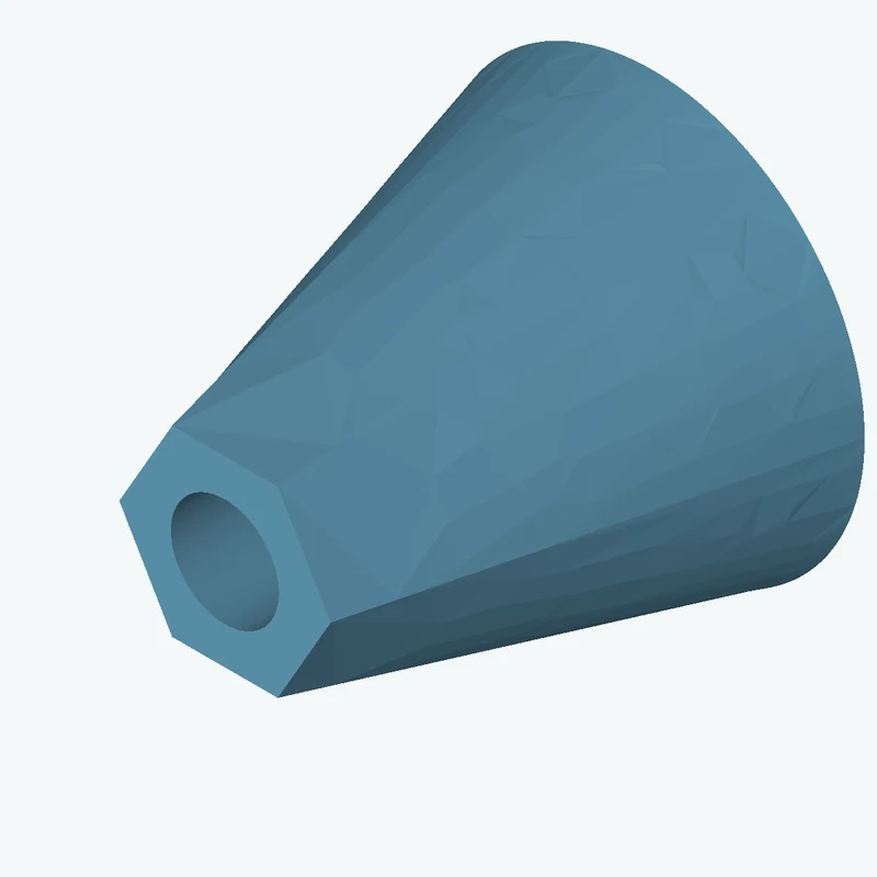 Lofted body through 2 sections: Ø36.64 mm circular section → 6-sided polygon section, 18.2 mm across corners — 0132