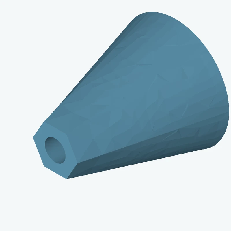 Lofted body through 2 sections: Ø44.92 mm circular section → 6-sided polygon section, 18.9 mm across corners — 0160