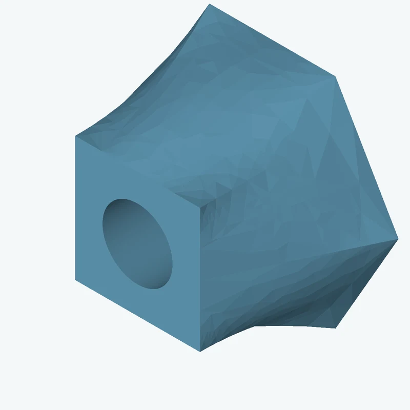 Lofted body through 3 sections: 6-sided polygon section, 40 mm across corners → Ø29.9 mm circular section → 19.8 × 19.8 mm rectang — 0183