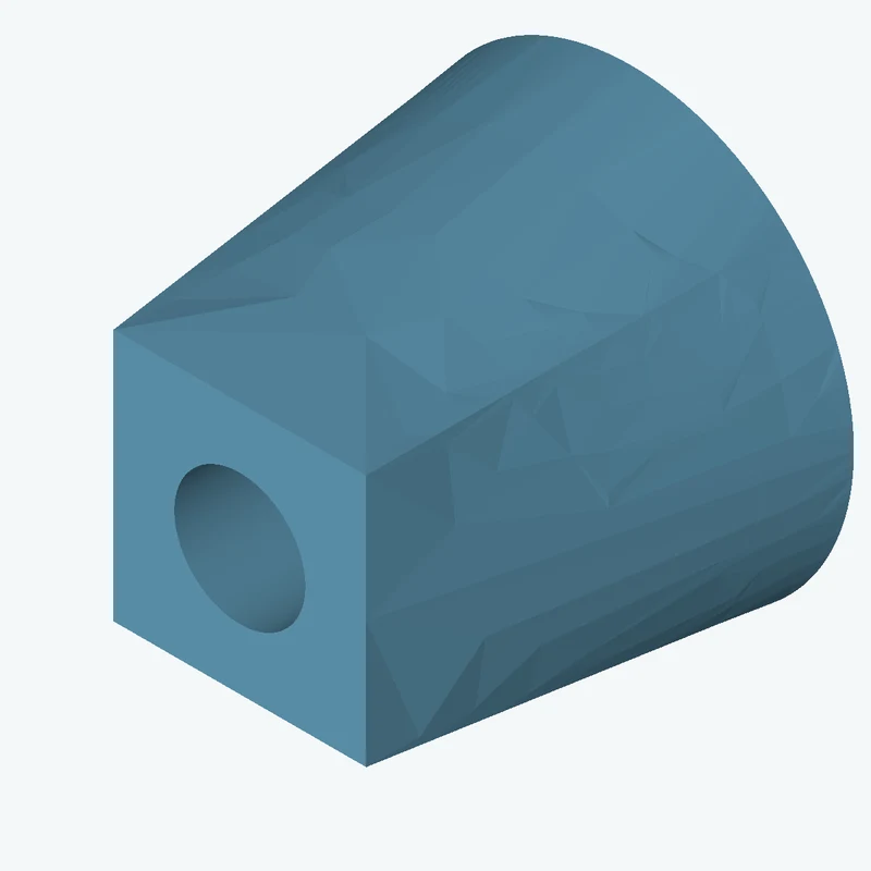Lofted body through 2 sections: Ø57.52 mm circular section → 32.6 × 32.6 mm rectangular section — 0206