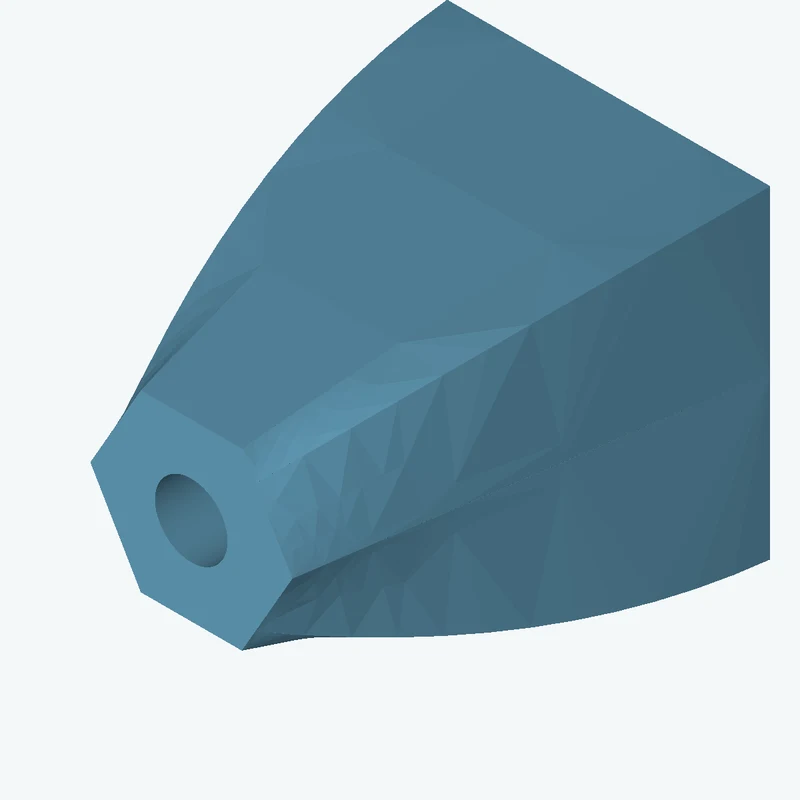 Lofted body through 3 sections: 33.45 × 33.45 mm rectangular section → 27.2 × 27.2 mm rectangular section → 6-sided polygon sectio — 0222