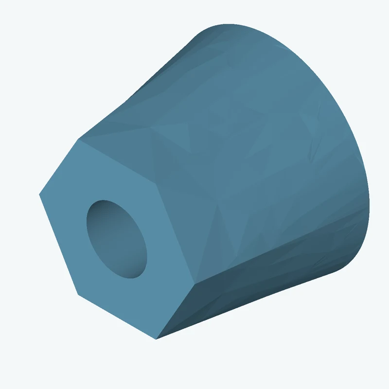 Lofted body through 2 sections: Ø51.95 mm circular section → 6-sided polygon section, 41.5 mm across corners — 0252