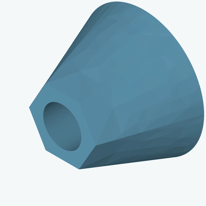 Lofted body through 2 sections: Ø48.47 mm circular section → 6-sided polygon section, 26.7 mm across corners — 0256