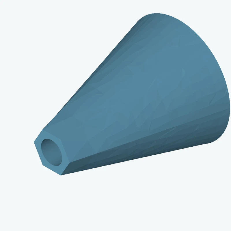 Lofted body through 2 sections: Ø32.22 mm circular section → 6-sided polygon section, 11.4 mm across corners — 0438