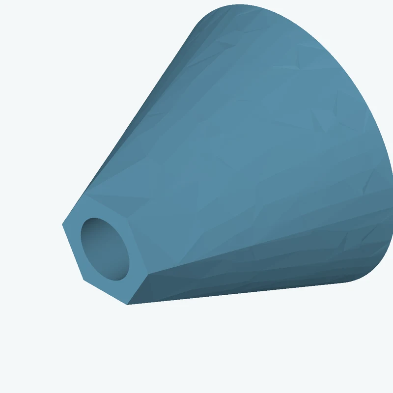 Lofted body through 2 sections: Ø35 mm circular section → 6-sided polygon section, 14 mm across corners — 0479