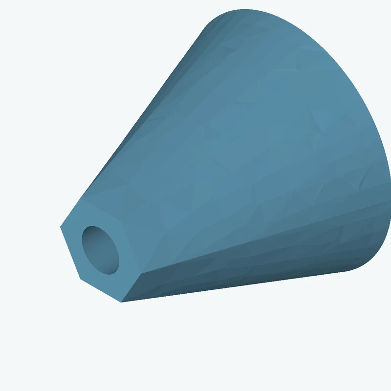 Lofted body through 2 sections: Ø45 mm circular section → 6-sided polygon section, 17.9 mm across corners — 0480